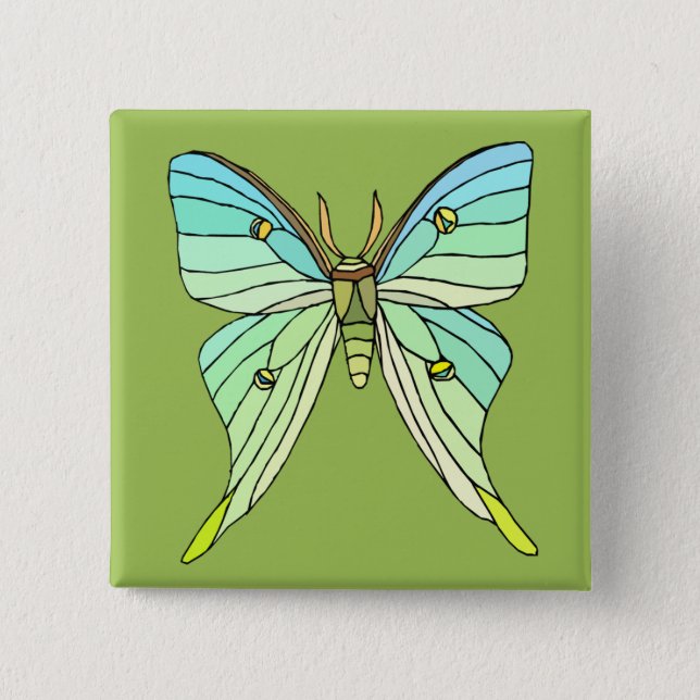 Luna Moth 15 Cm Square Badge (Front)