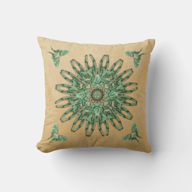 Luna Moth Abstract Mandala Pillow (Front)
