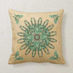 Luna Moth Abstract Mandala Pillow