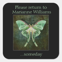 Luna Moth Book Name Plate Sticker