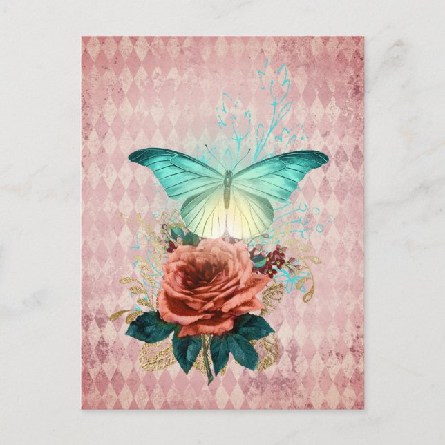 Luna Moth Bouquet Collage Postcard (Front)