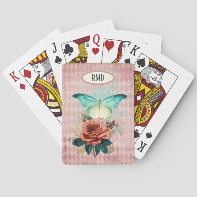 Luna Moth Bouquet Custom Playing Cards (Back)