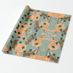Luna moth butterfly pattern wrapping paper