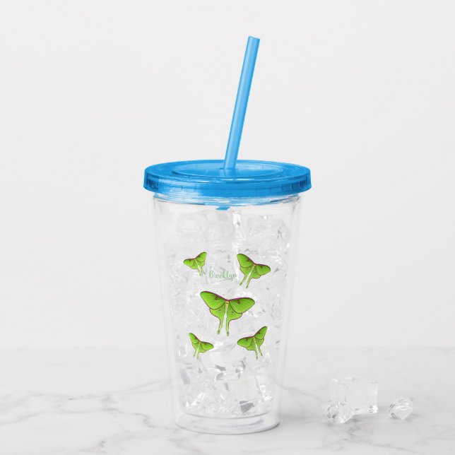 Luna Moth cartoon illustration  Acrylic Tumbler (Back Ice)