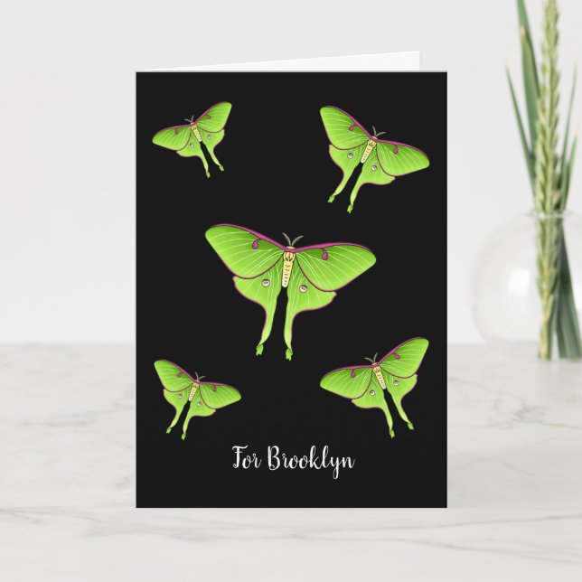 Luna Moth cartoon illustration Card (Front)