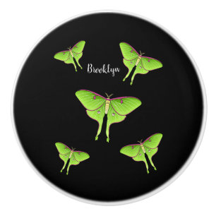 Luna Moth cartoon illustration Ceramic Knob