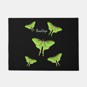 Luna Moth cartoon illustration Doormat