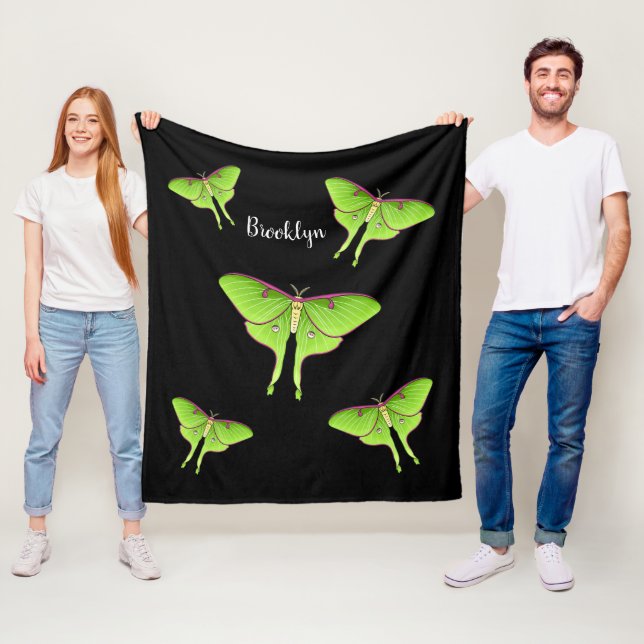Luna Moth cartoon illustration  Fleece Blanket (In Situ)
