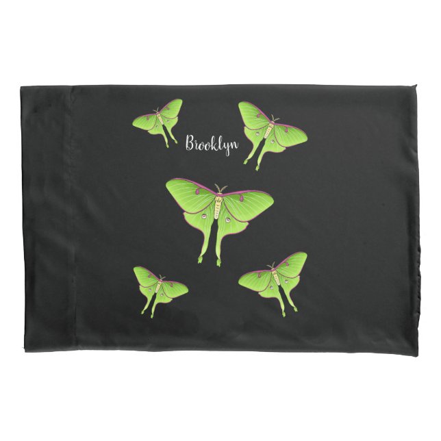 Luna Moth cartoon illustration Pillowcase (Front)