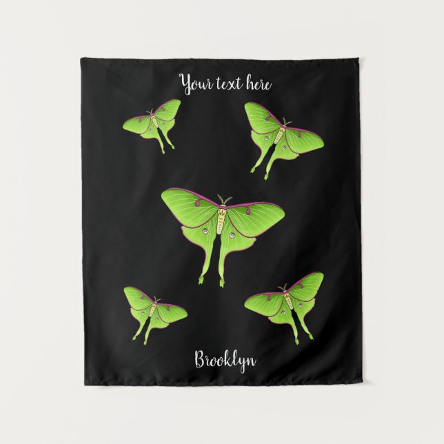 Luna Moth cartoon illustration Tapestry (Front)