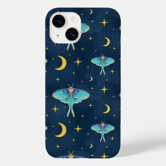 Luna Moth Celestial Moons & Stars Navy Case-Mate iPhone Case (Back)