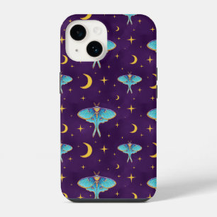 Luna Moth Celestial Moons & Stars Purple iPhone 14 Case