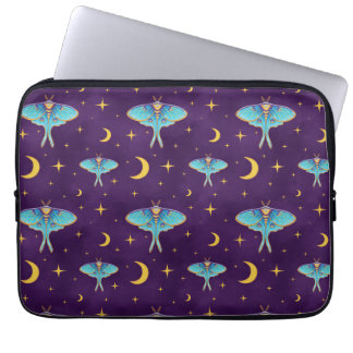 Luna Moth Celestial Moons & Stars Purple Laptop Sleeve