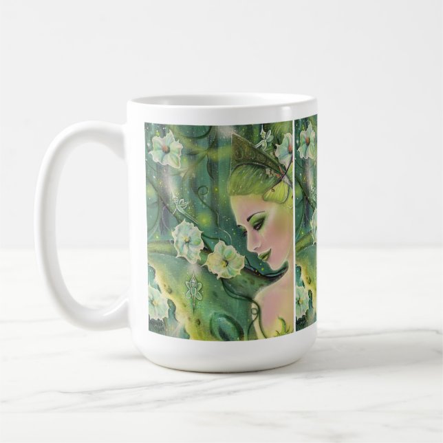 Luna moth fairy art by Renee Lavoie Coffee Mug (Left)