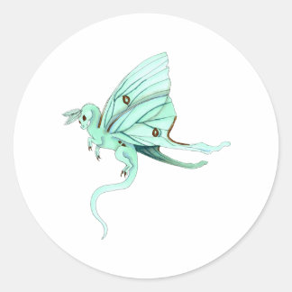 Luna Moth Fairy Dragon Classic Round Sticker