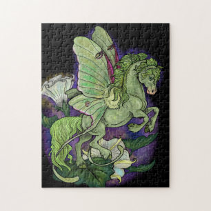 Luna Moth Fairy Horse Jigsaw Puzzle