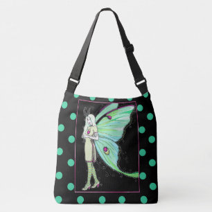 Luna moth fairy polka dot cross body bag