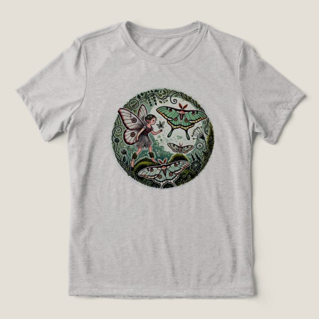 Luna Moth Fairy                                    Tri-Blend Shirt (Design Front)