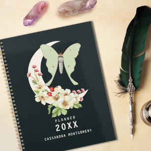 Luna Moth Floral Moon Personalised Name Gothic Planner