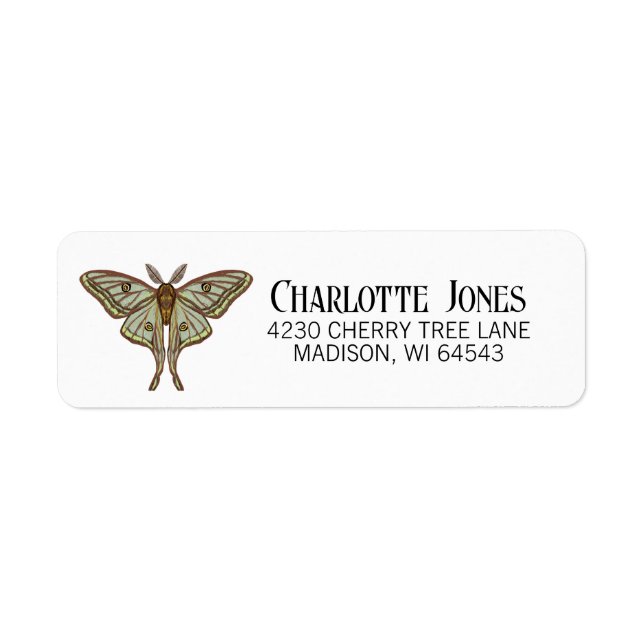 Luna Moth Gothic Return Address Return Address Label (Front)