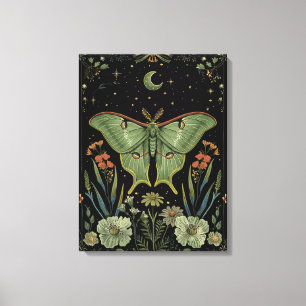 luna Moth Gothic Watercolor Art Canvas Print