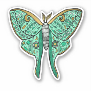 Luna Moth Illustration - Green and Gold
