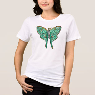 Luna Moth Illustration - Green and Gold Tri-Blend Shirt