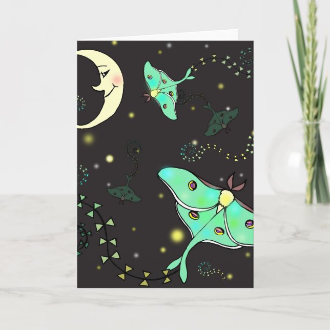 Luna Moth Kites Greeting Card (Front)