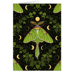 Luna moth, moon phases and ivy damask 2
