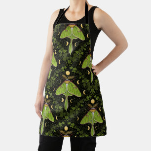 Luna moth, moon phases and ivy damask 2 apron