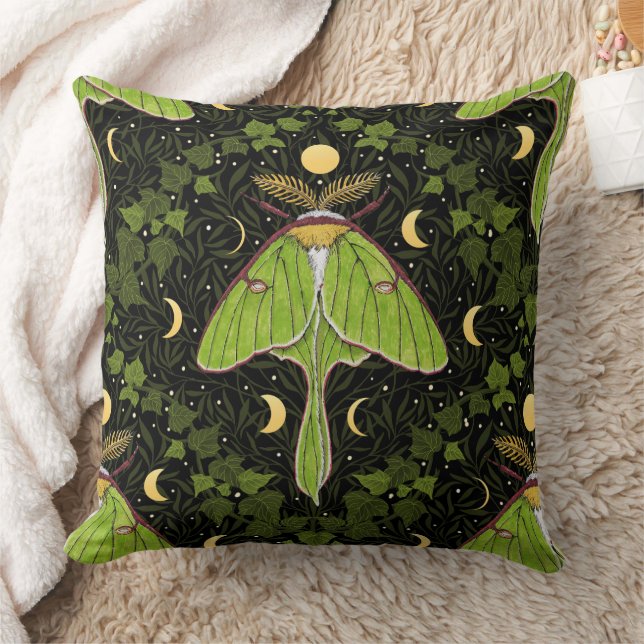 Luna moth, moon phases and ivy damask 2 cushion (Blanket)