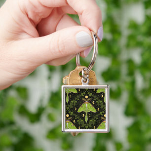 Luna moth, moon phases and ivy damask 2 key ring