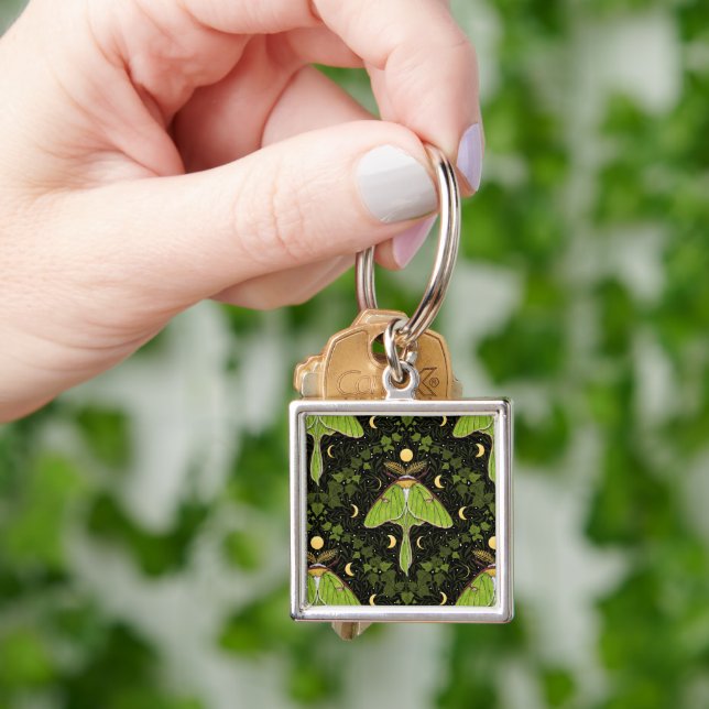 Luna moth, moon phases and ivy damask 2 key ring (Hand)
