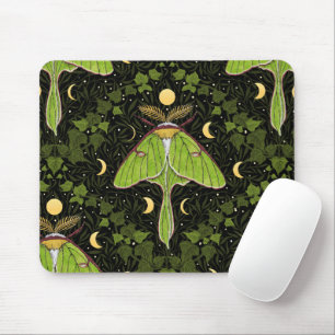 Luna moth, moon phases and ivy damask 2 mouse pad