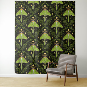 Luna moth, moon phases and ivy damask 2 tapestry
