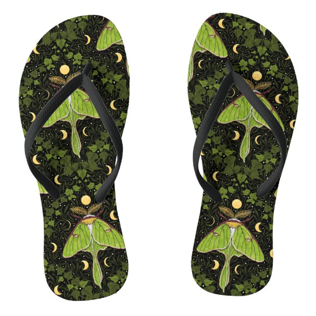 Luna moth, moon phases and ivy damask 2 thongs (Footbed)