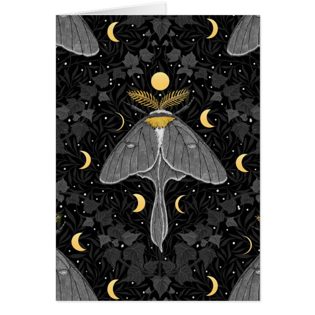 Luna moth, moon phases and ivy damask pattern (Front)