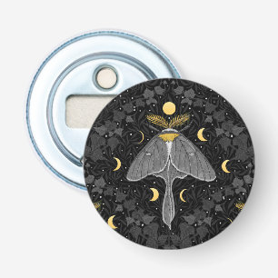 Luna moth, moon phases and ivy damask pattern bottle opener
