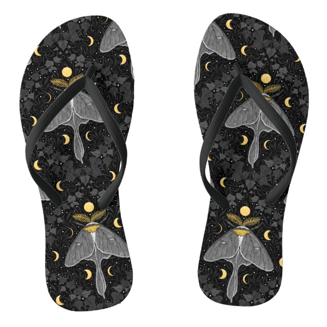 Luna moth, moon phases and ivy damask pattern thongs (Footbed)