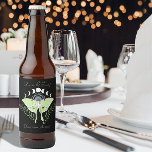 Luna Moth Moon Phases Beer Bottle Label