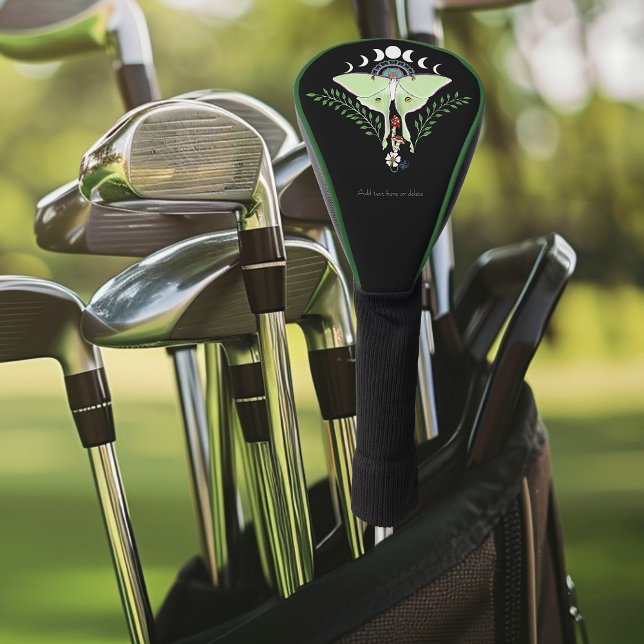 Luna Moth Moon Phases Black Golf Head Cover (Creator Uploaded)