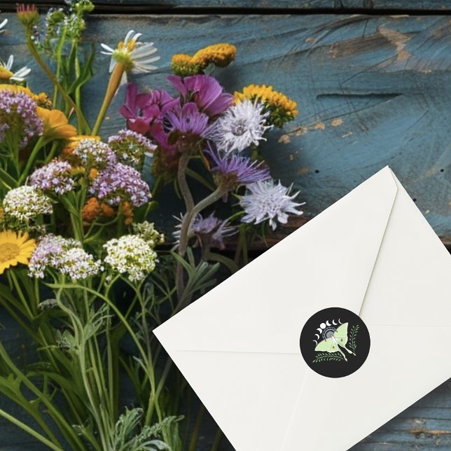 Luna Moth Moon Phases Classic Round Sticker (Creator Uploaded)