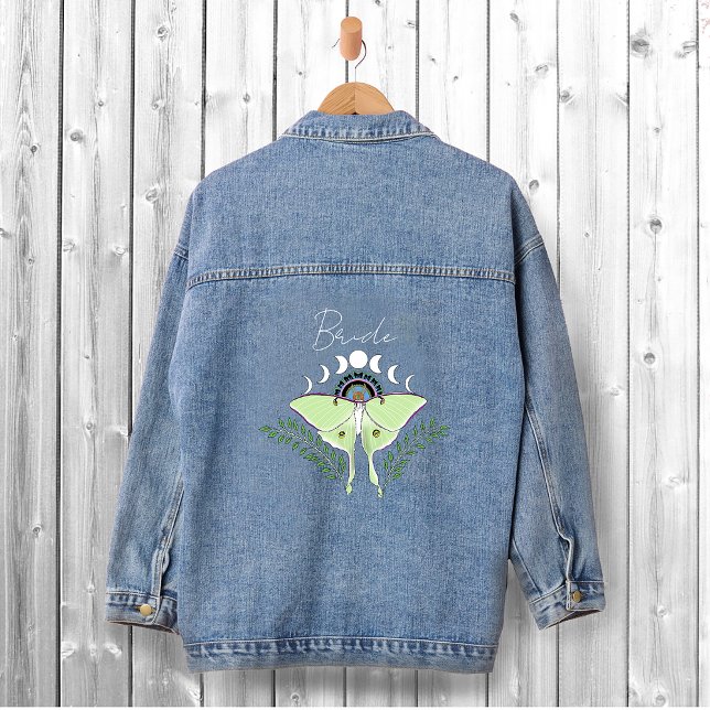 Luna Moth Moon Phases Denim Jacket (Creator Uploaded)