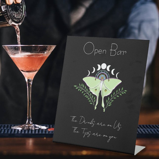 Luna Moth Moon Phases Open Bar Pedestal Sign (Creator Uploaded)