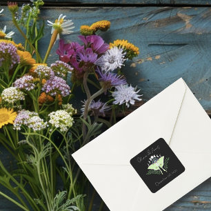 Luna Moth Moon Phases Square Sticker