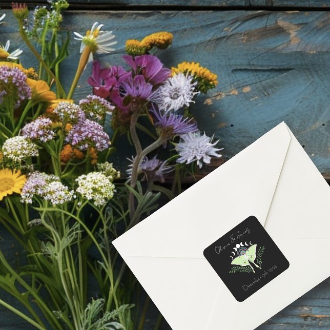 Luna Moth Moon Phases Square Sticker (Creator Uploaded)