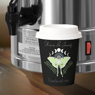 Luna Moth Moon Phases Wedding Paper Cups