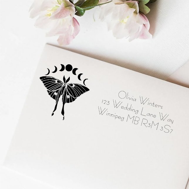 Luna Moth Moon Phases Wedding Self-inking Stamp (Creator Uploaded)