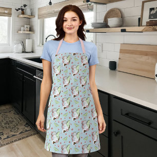 Luna Moth Moon White Cat Green Apron