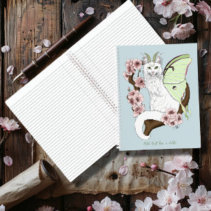 Luna Moth Moon White Cat Green Notebook